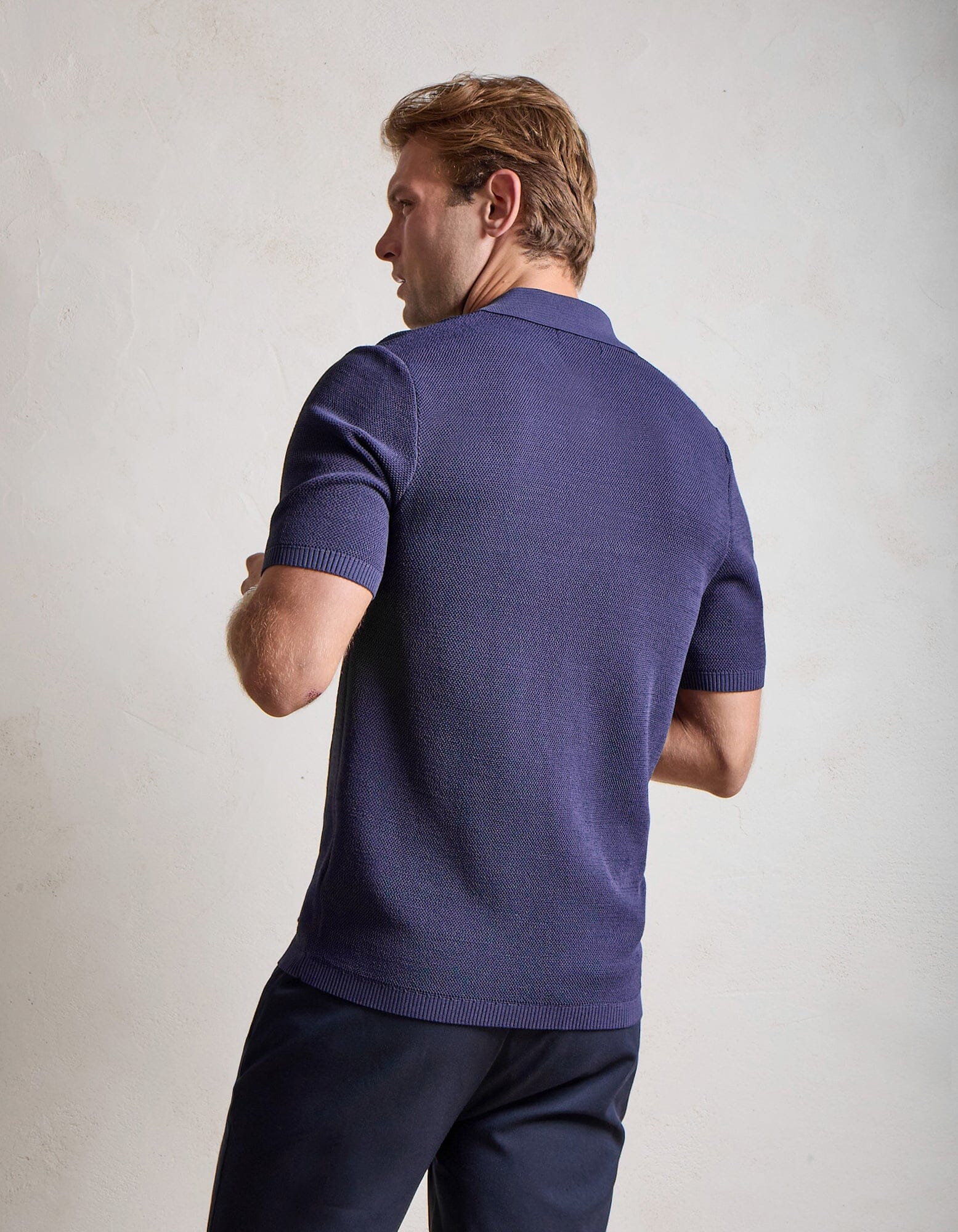 Navy Button Down Knitted Shirt - Image 6