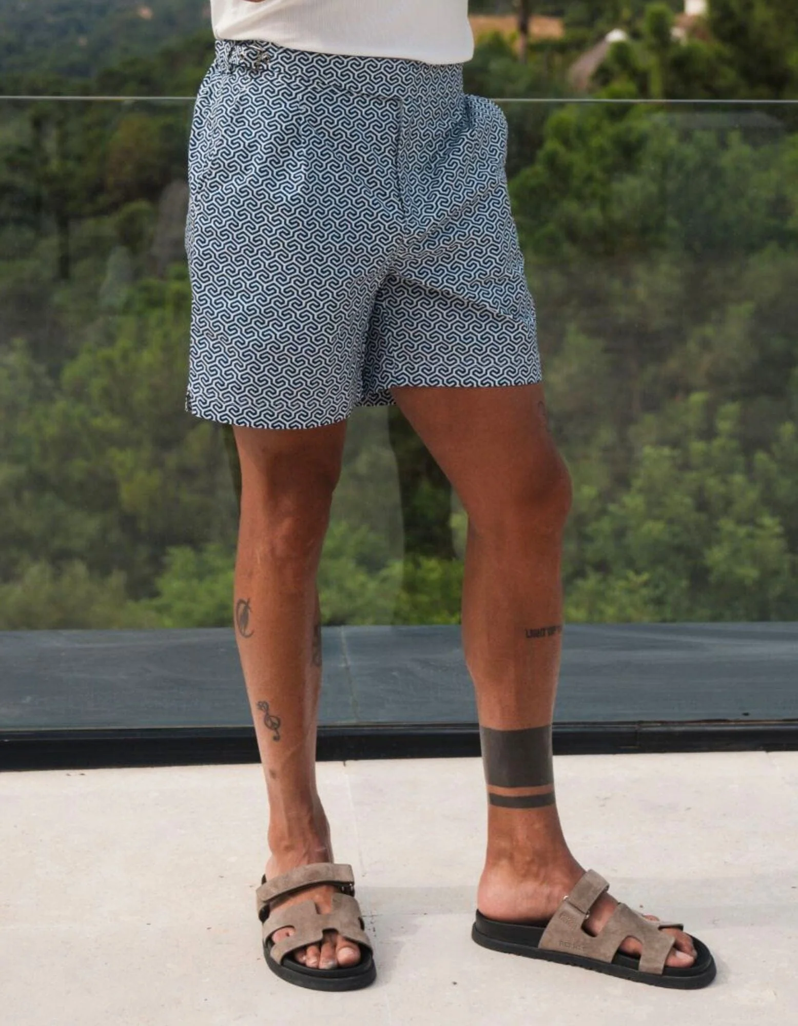 Navy Labrynth Print Swimshort - Image 3