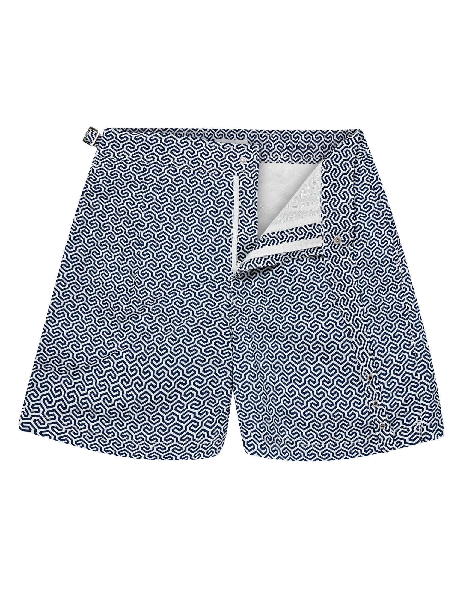 Navy Labrynth Print Swimshort - Image 6