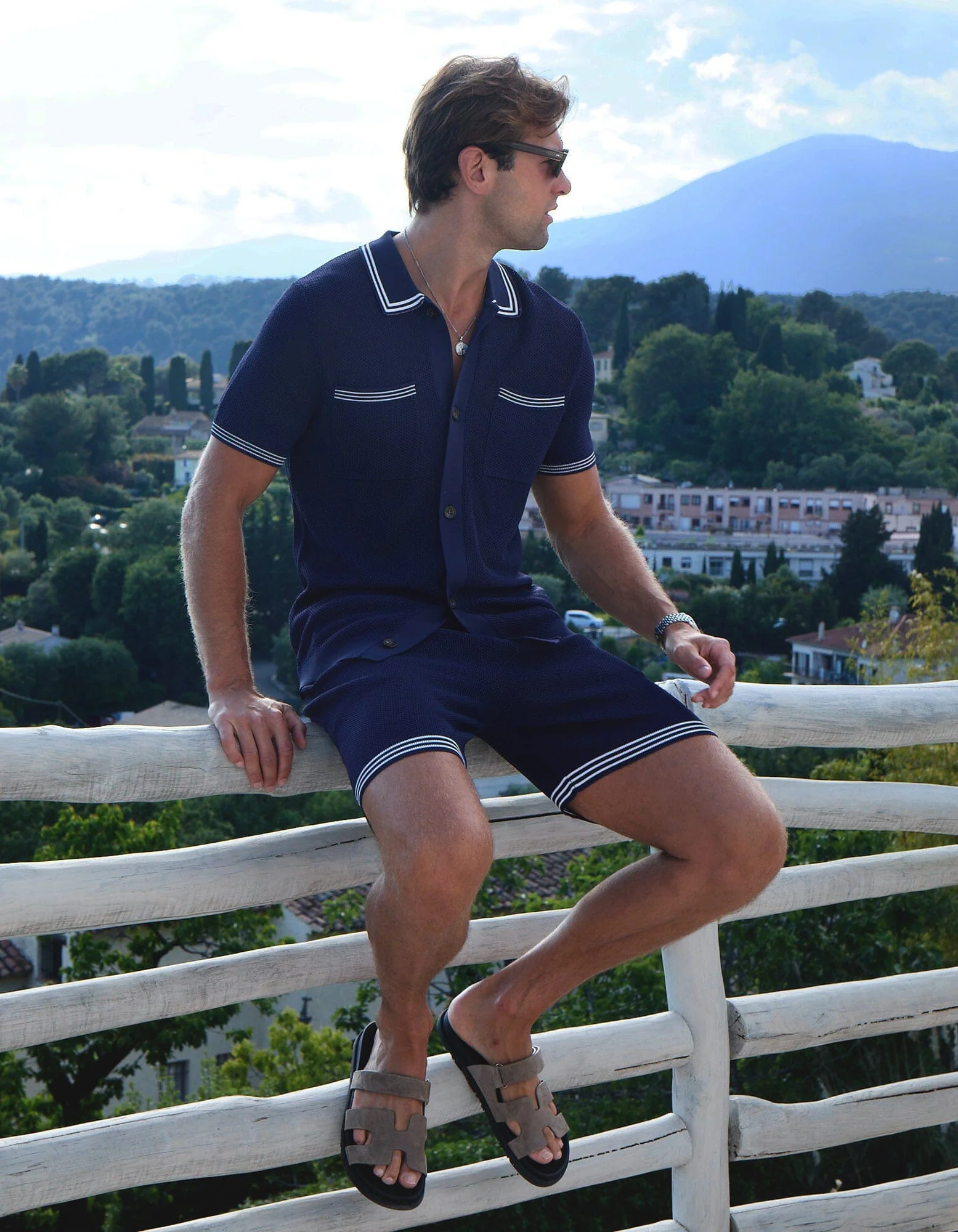 Navy Open Stitch Resort Shirt - Image 3