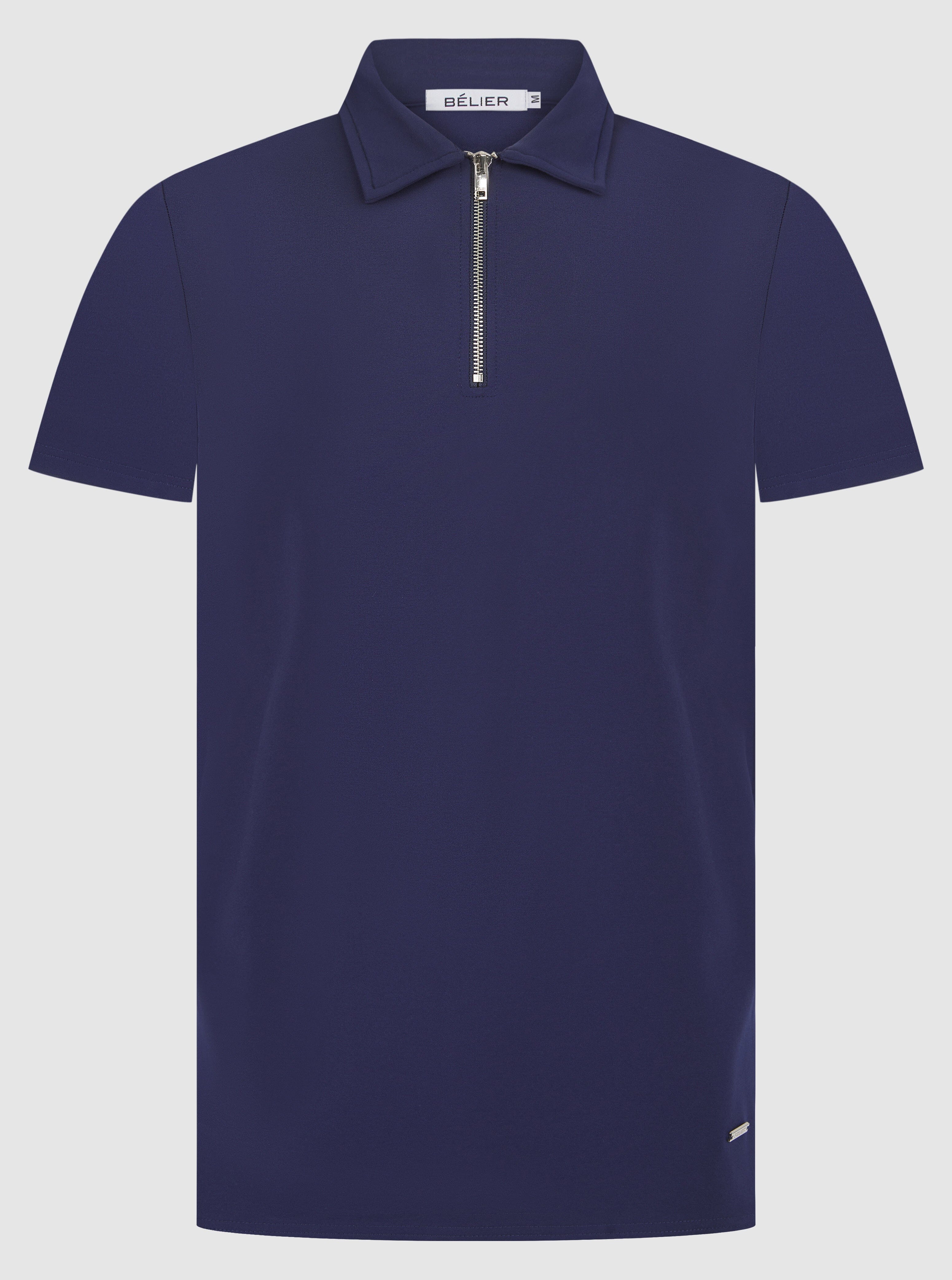 Navy Premium S/S Zip Polo - Image 2