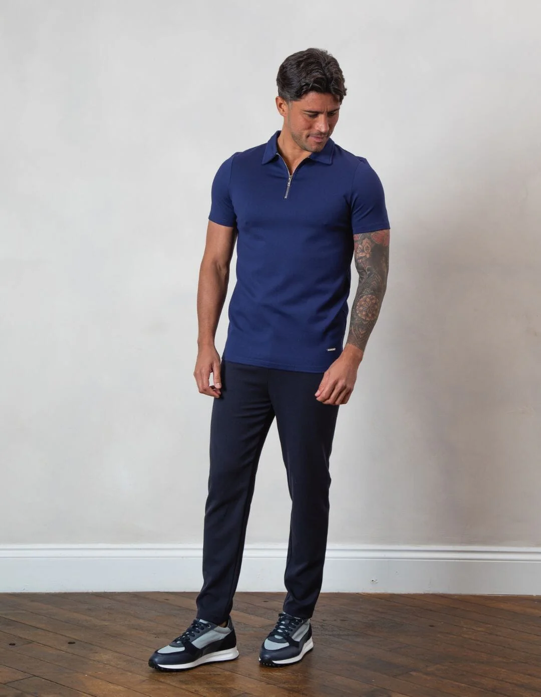 Navy Premium S/S Zip Polo - Image 3