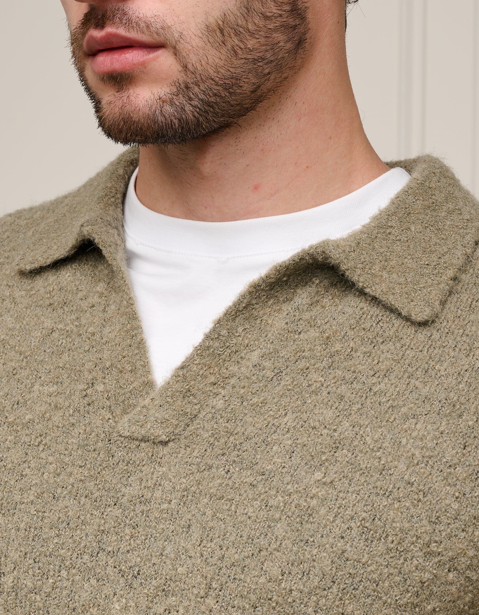 Sage Knitted Open Collar Jumper - Image 2