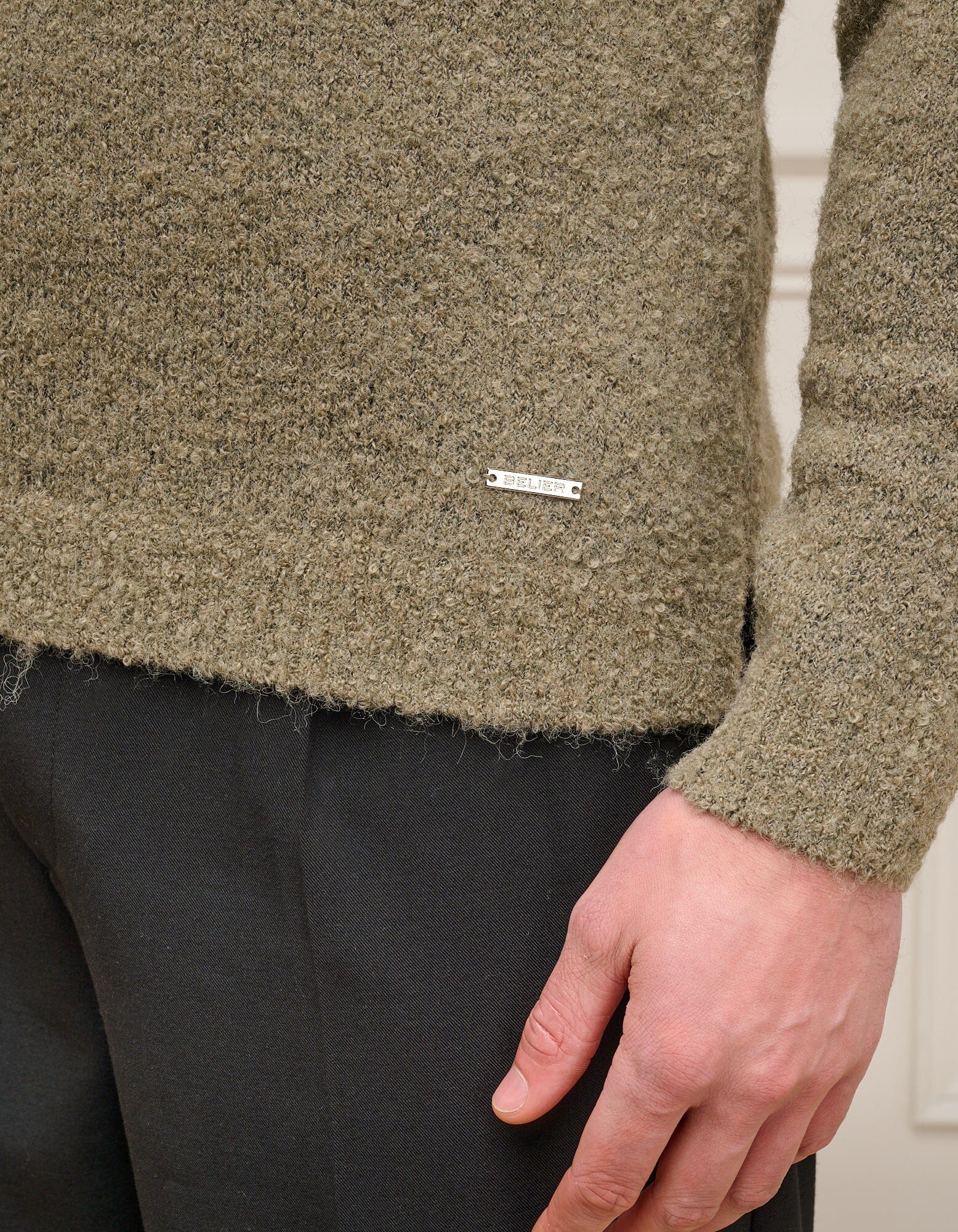 Sage Knitted Open Collar Jumper - Image 4