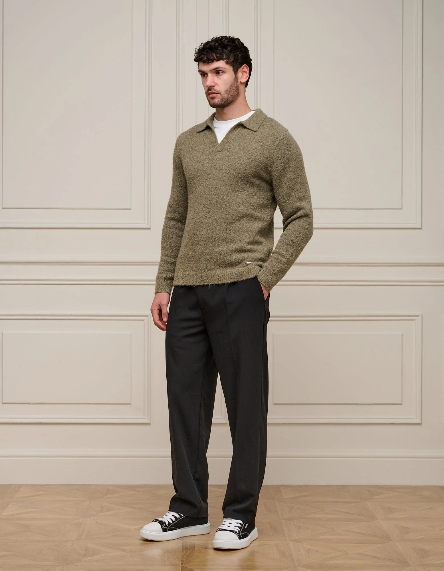 Sage Knitted Open Collar Jumper - Image 5