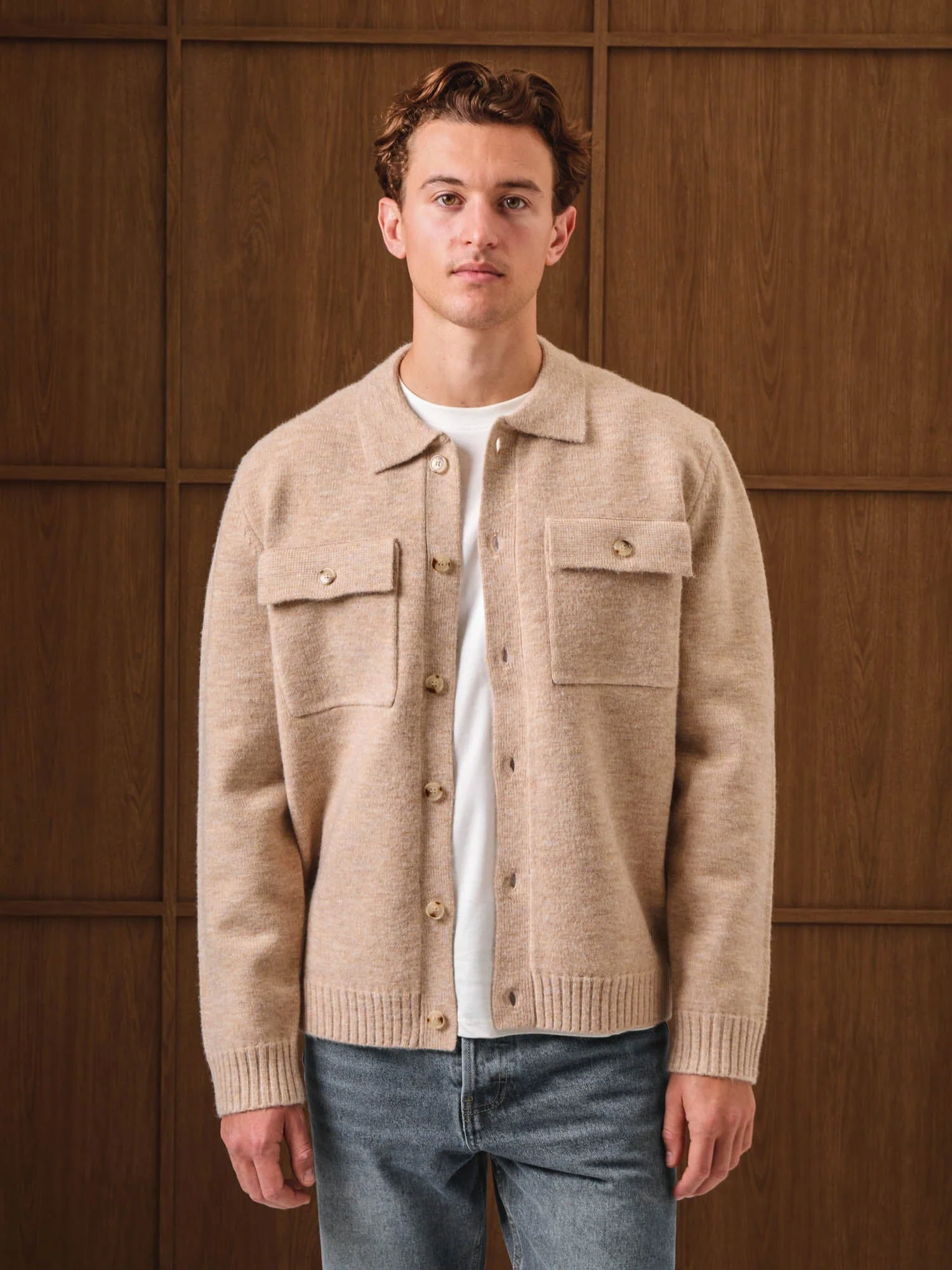 Oat Knitted Overshirt - Image 3
