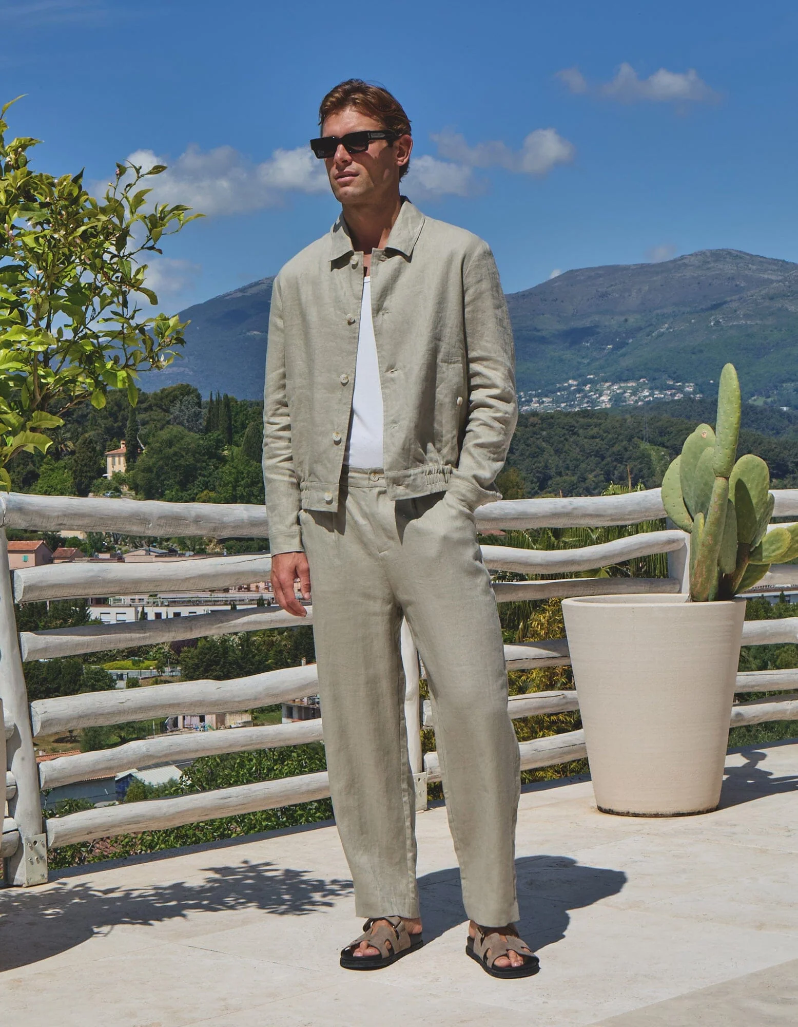 Oatmeal Premium Linen Bomber Jacket - Image 6