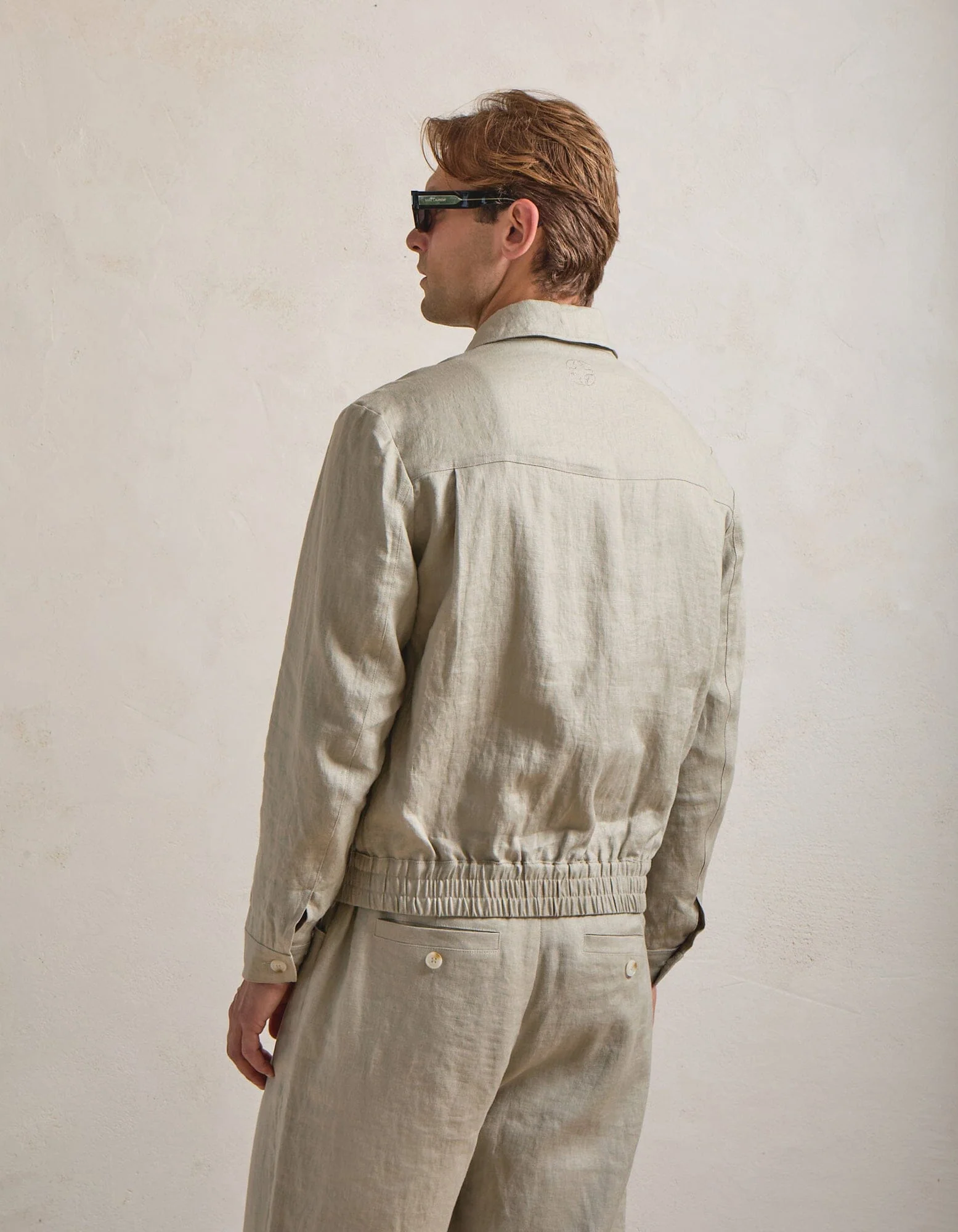 Oatmeal Premium Linen Bomber Jacket - Image 8
