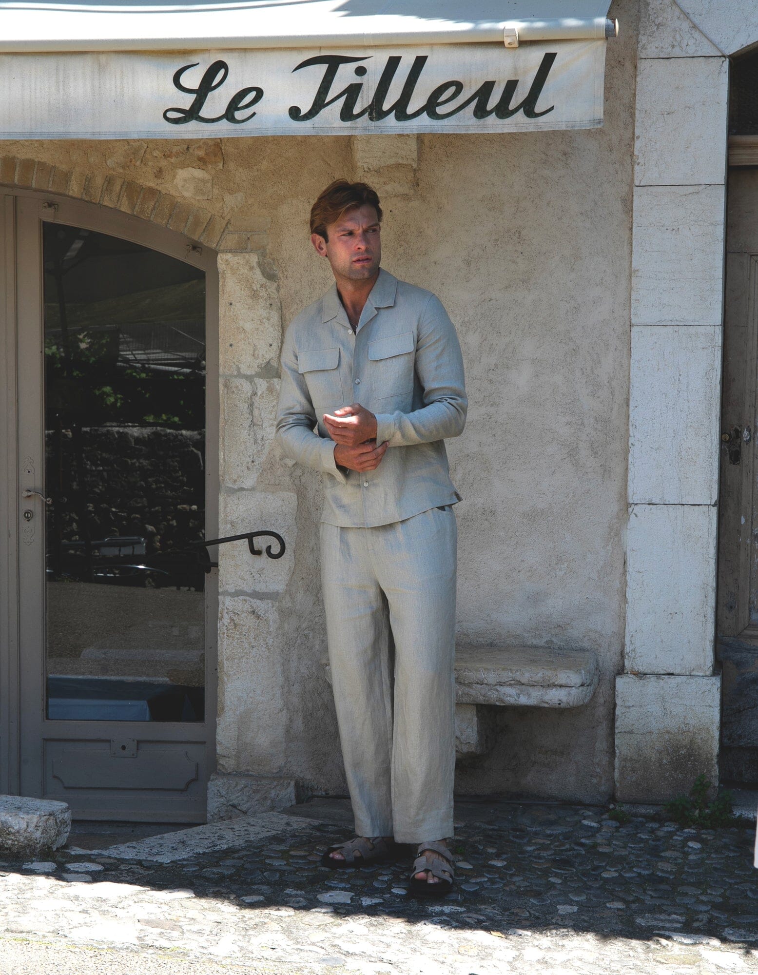 Oatmeal Premium Linen Pocket Shirt - Image 4