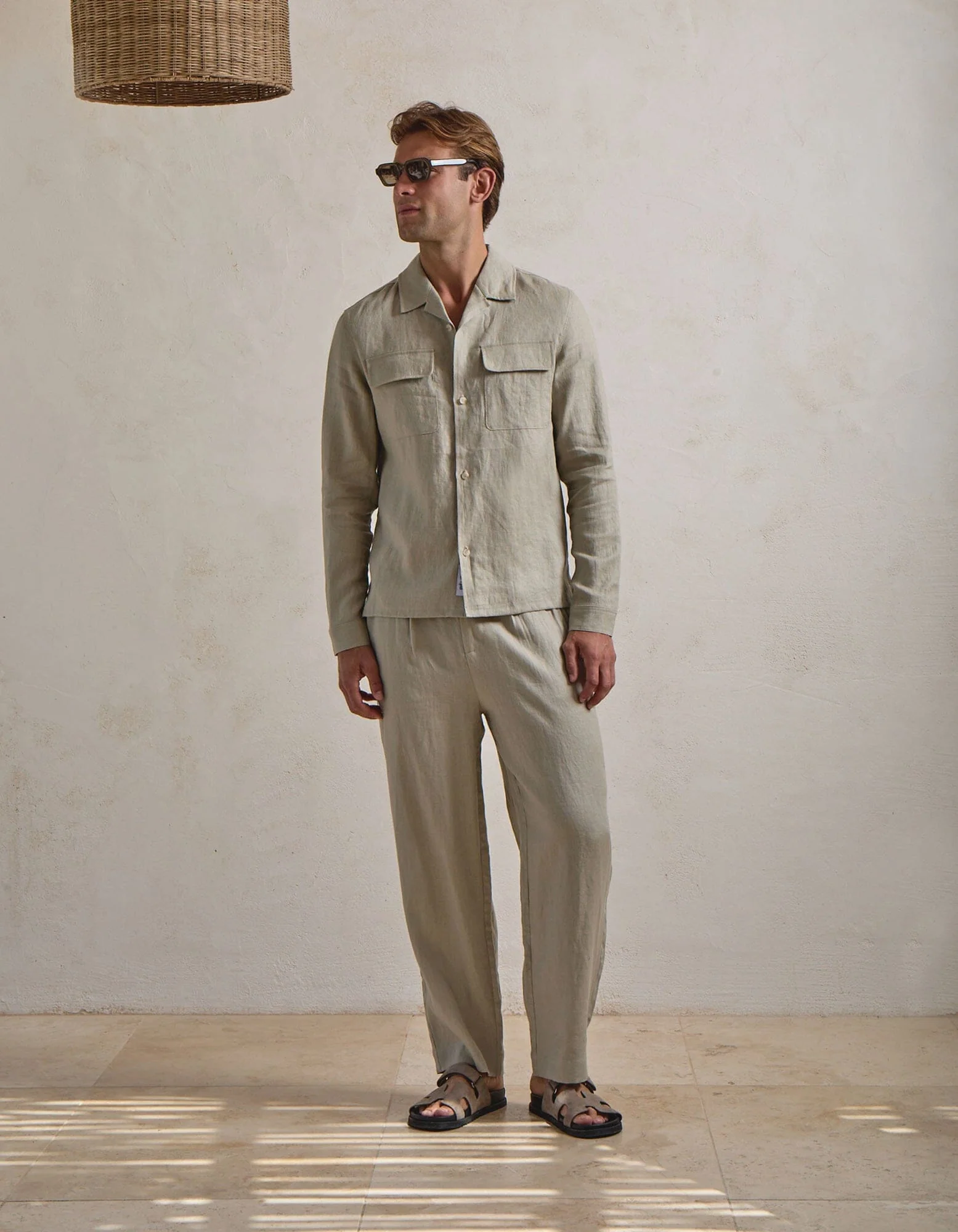Oatmeal Premium Linen Pocket Shirt - Image 6