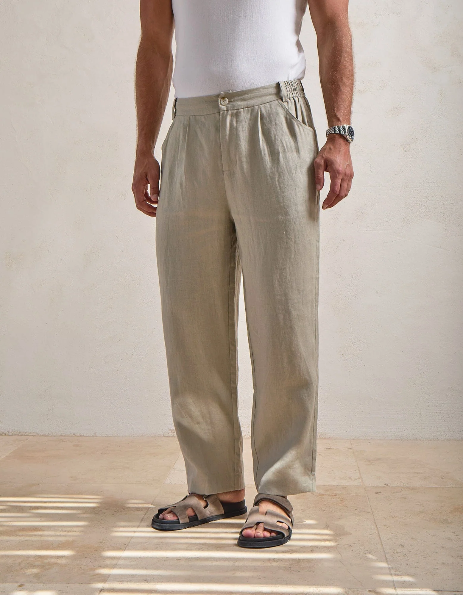 Oatmeal Premium Linen Trouser