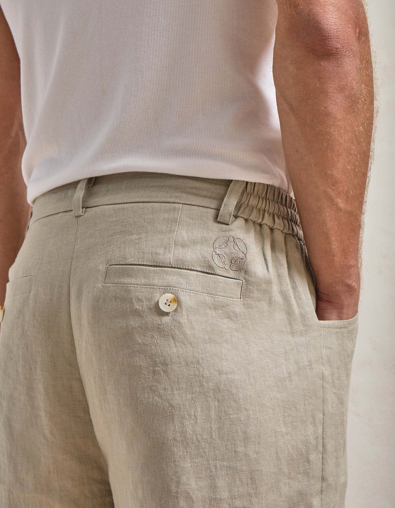Oatmeal Premium Linen Trouser - Image 4