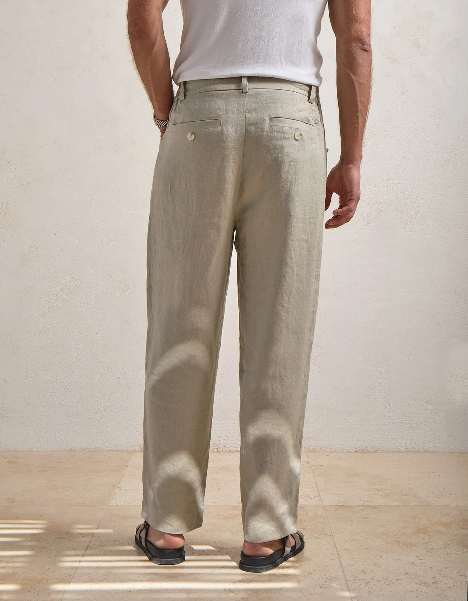 Oatmeal Premium Linen Trouser - Image 5
