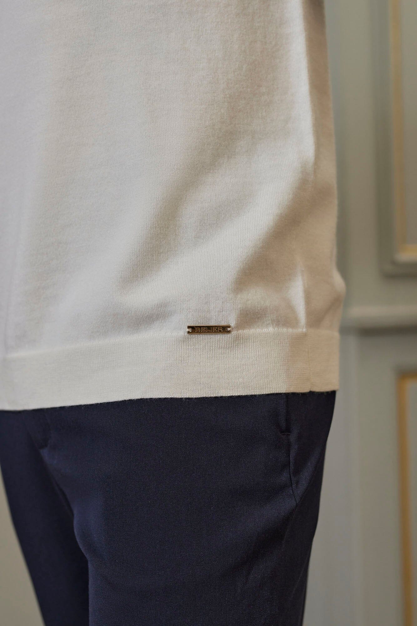 Off White Open Collar Knit Polo - Image 7