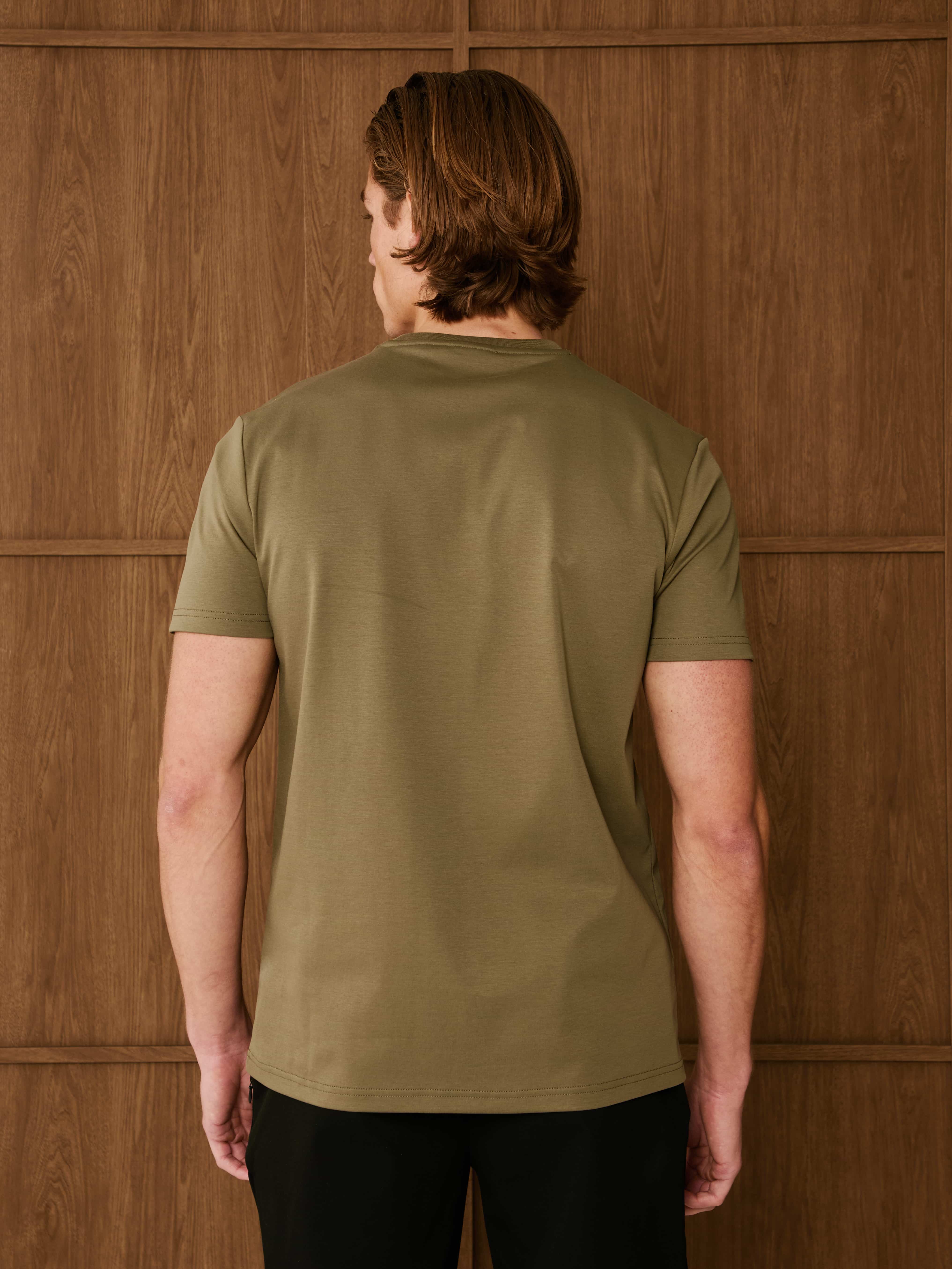 Olive Crest Logo Embroidered Mercerised T-Shirt - Image 3