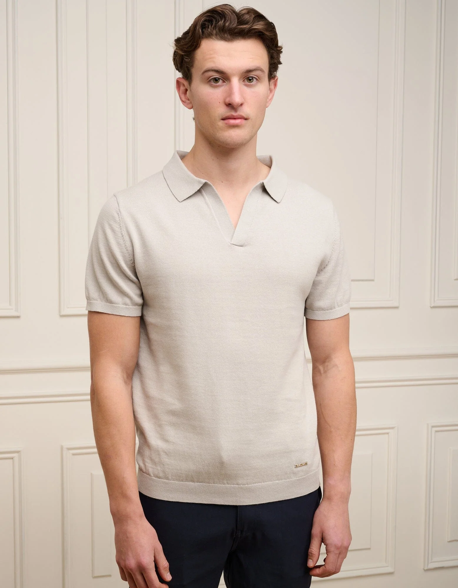 Pebble Cuban Collar Knit Polo - Image 4