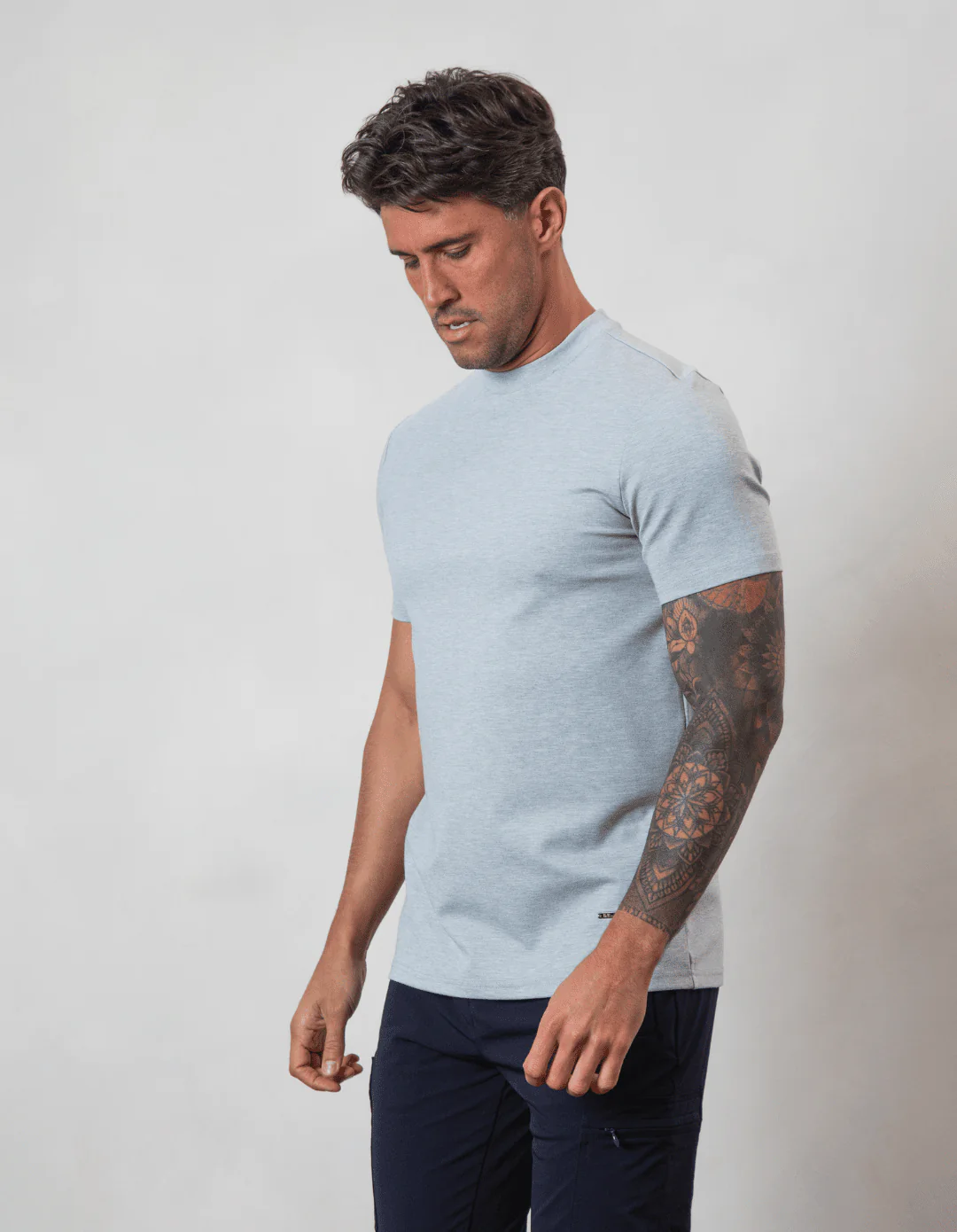 Premium Plain T-shirt Grey Marl - Image 3