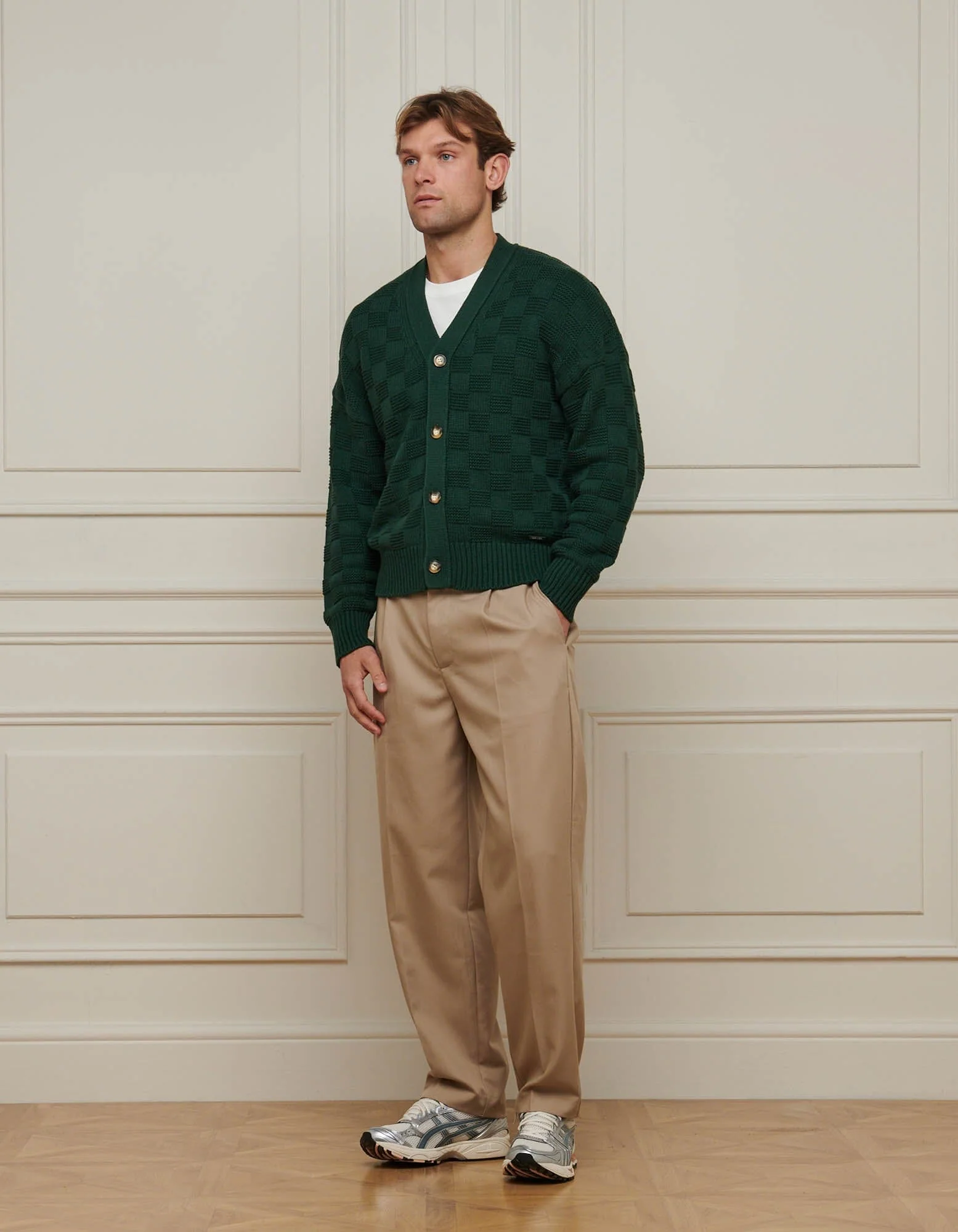 Rolex Green Basket Weave Knit Cardigan - Image 2