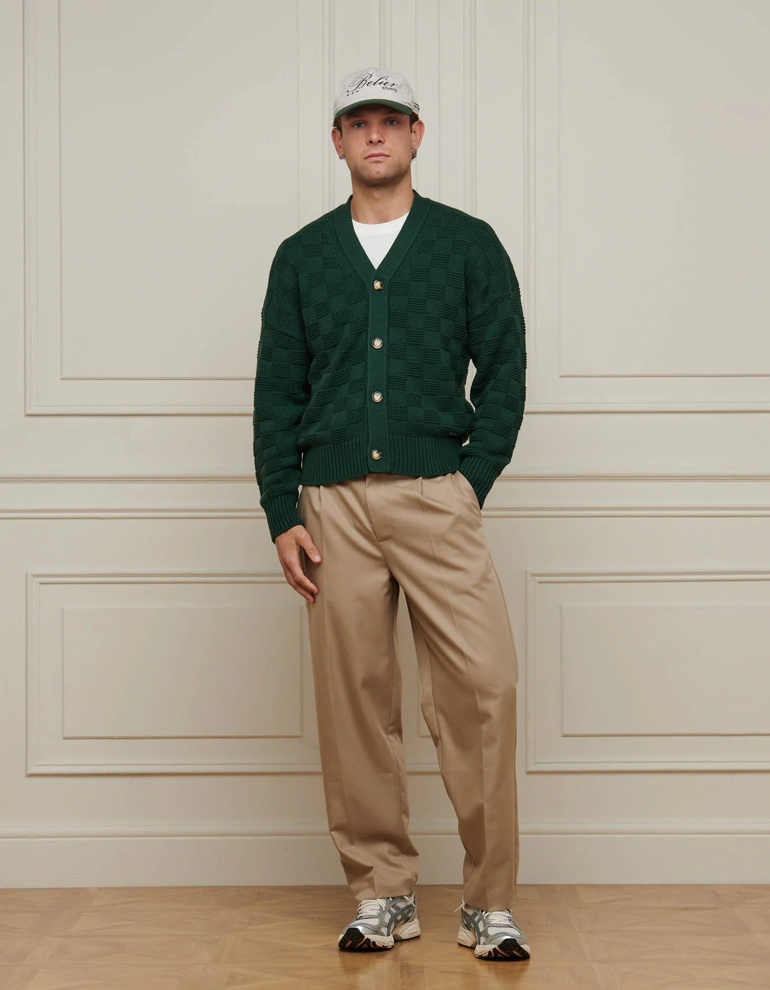 Rolex Green Basket Weave Knit Cardigan - Image 3