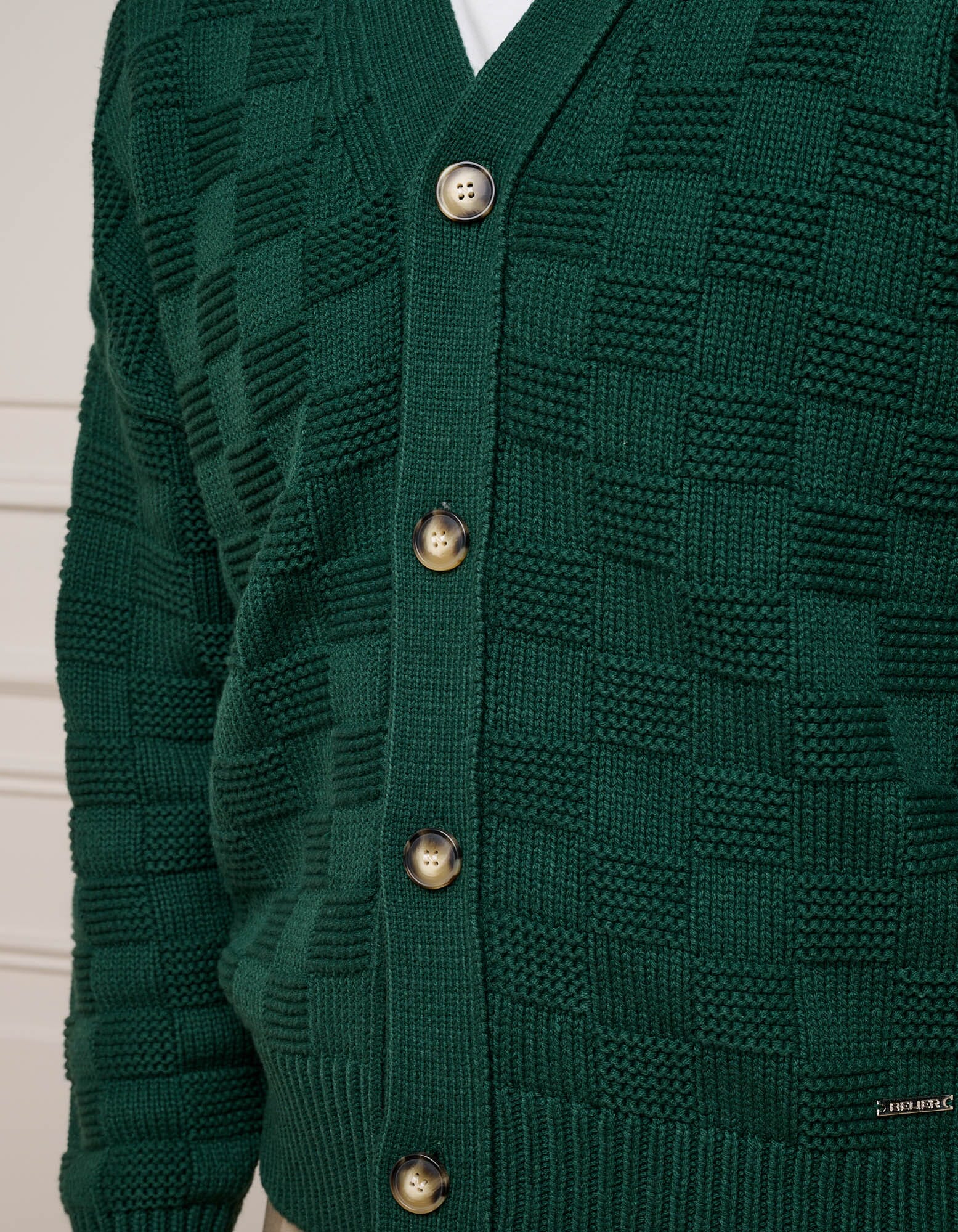Rolex Green Basket Weave Knit Cardigan - Image 4