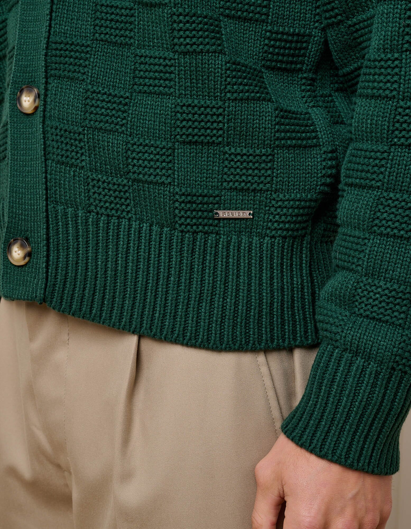 Rolex Green Basket Weave Knit Cardigan - Image 5