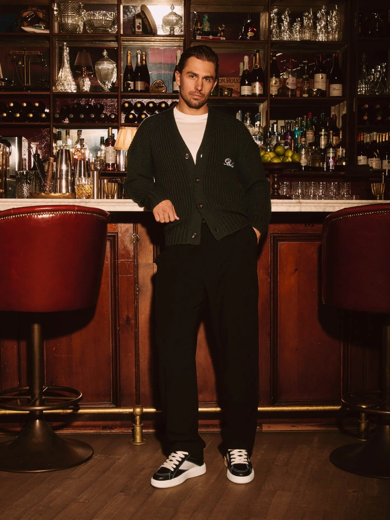 Green Heavyweight Knit Rib Cardigan - Image 3
