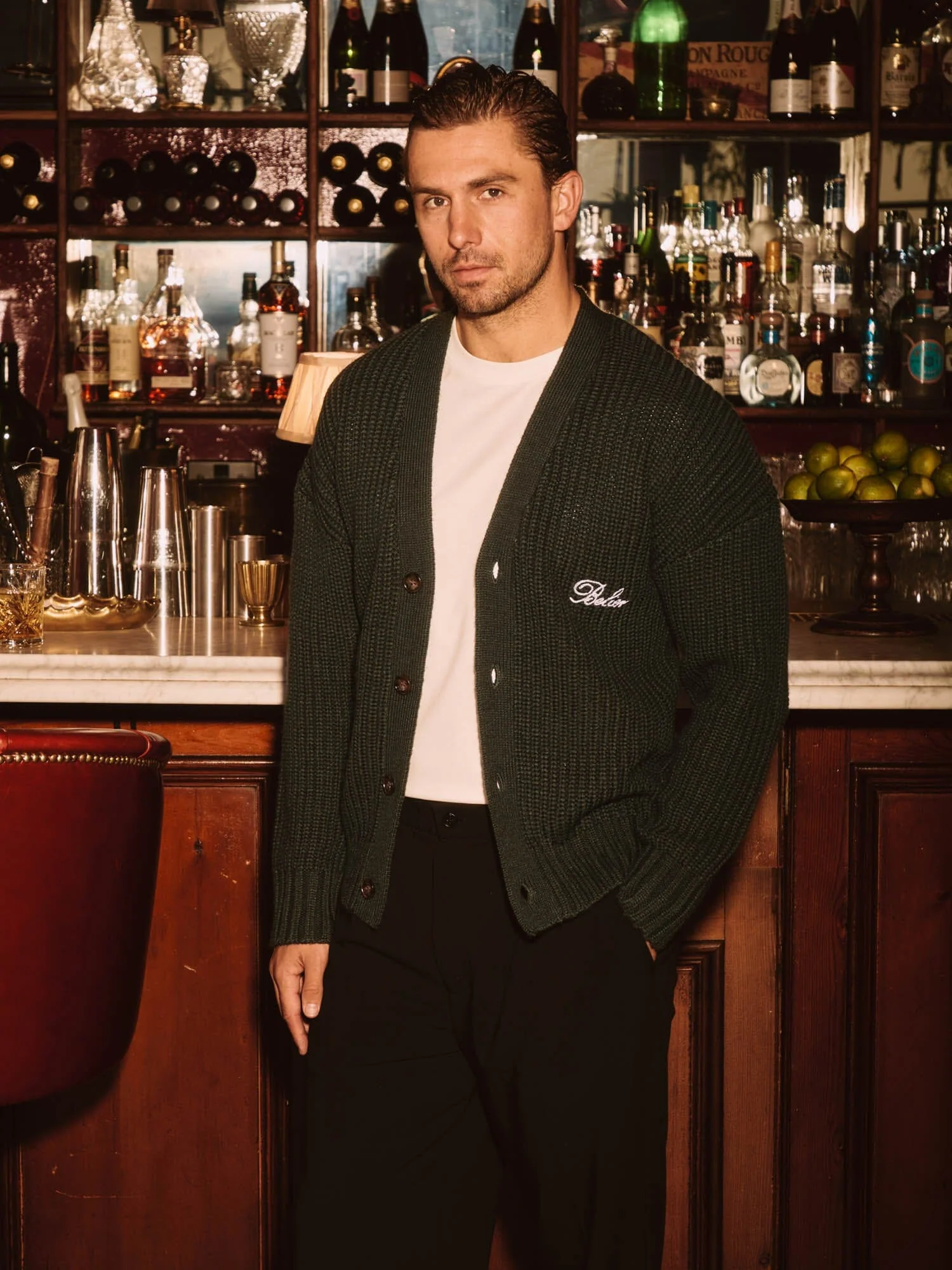 Green Heavyweight Knit Rib Cardigan - Image 5