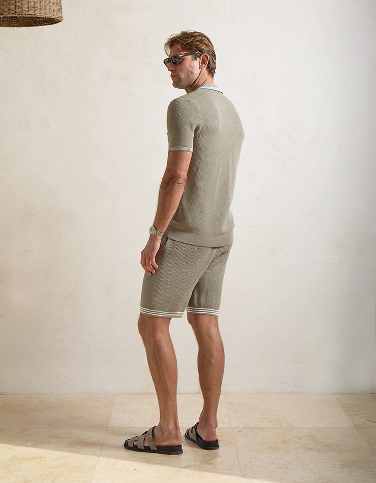 Sage Green Open Stitch Resort Shirt - Image 4