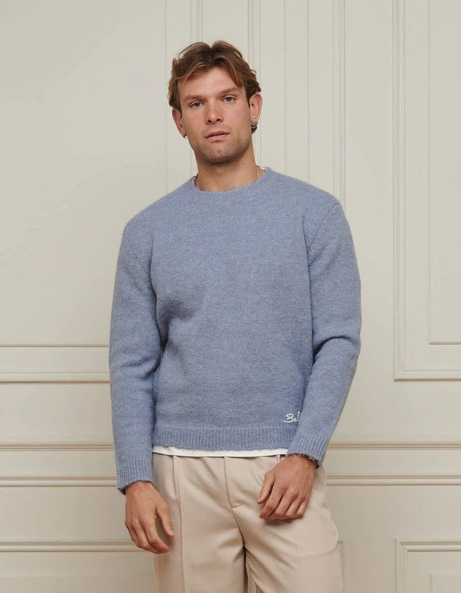 Sky Blue Alpaca Knitted Jumper