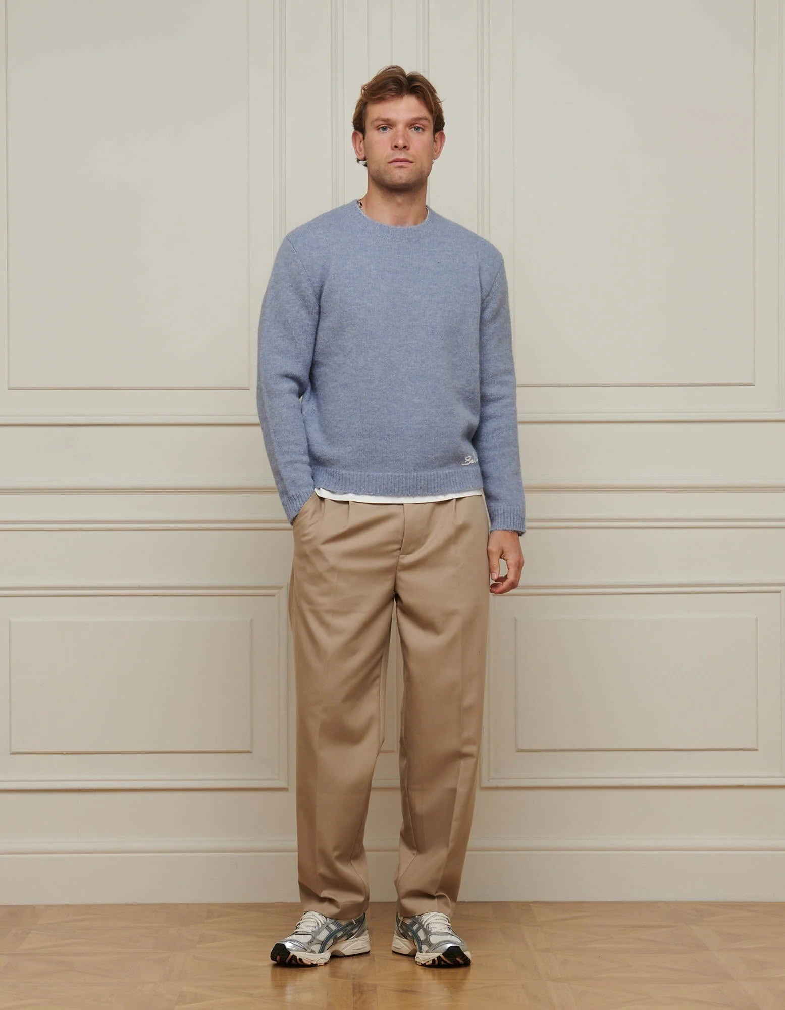 Sky Blue Alpaca Knitted Jumper - Image 2