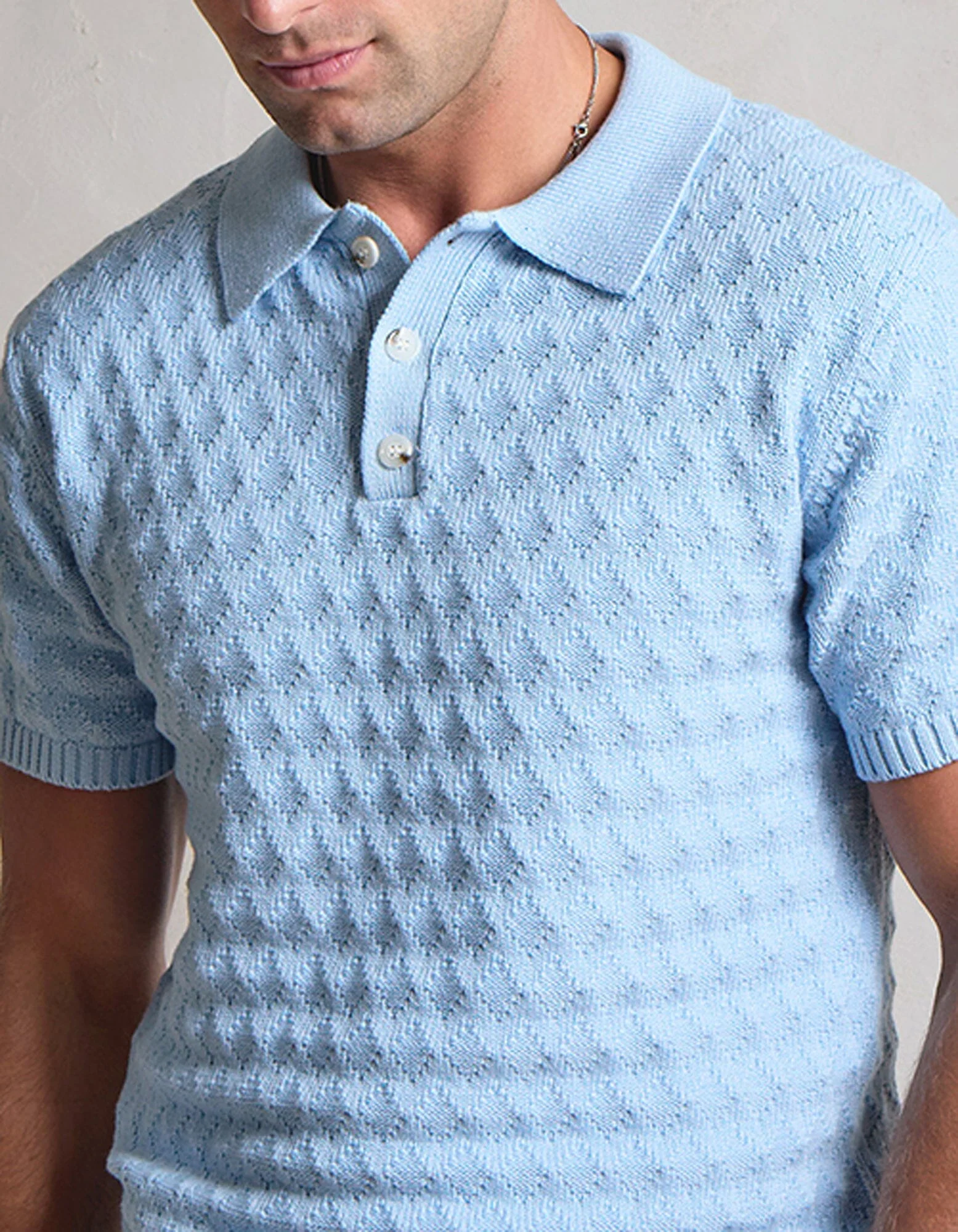 Sky S/S Diamond Stitch Polo - Image 6
