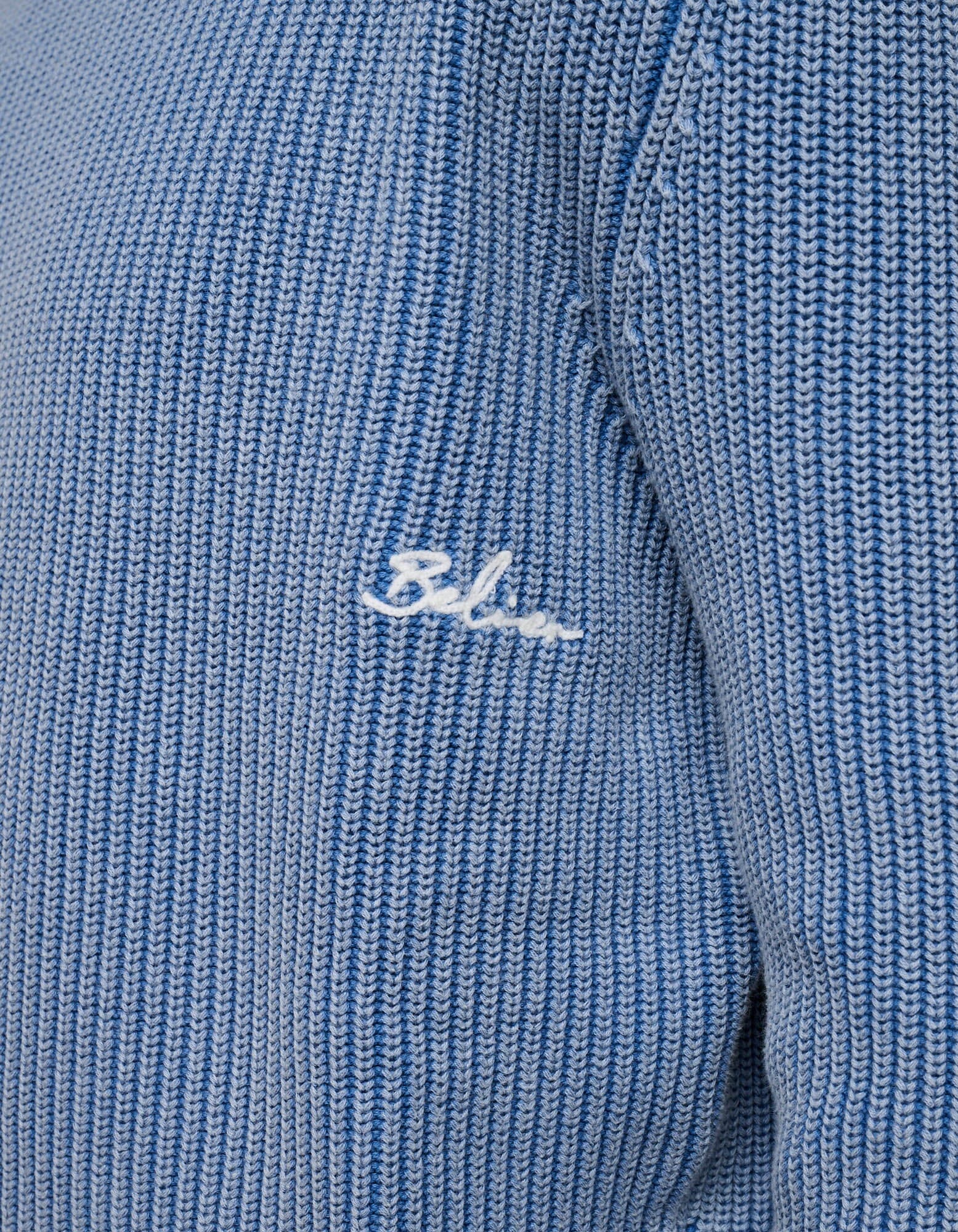 Washed Blue Heavyweight Rib Knit Jumper - Image 3