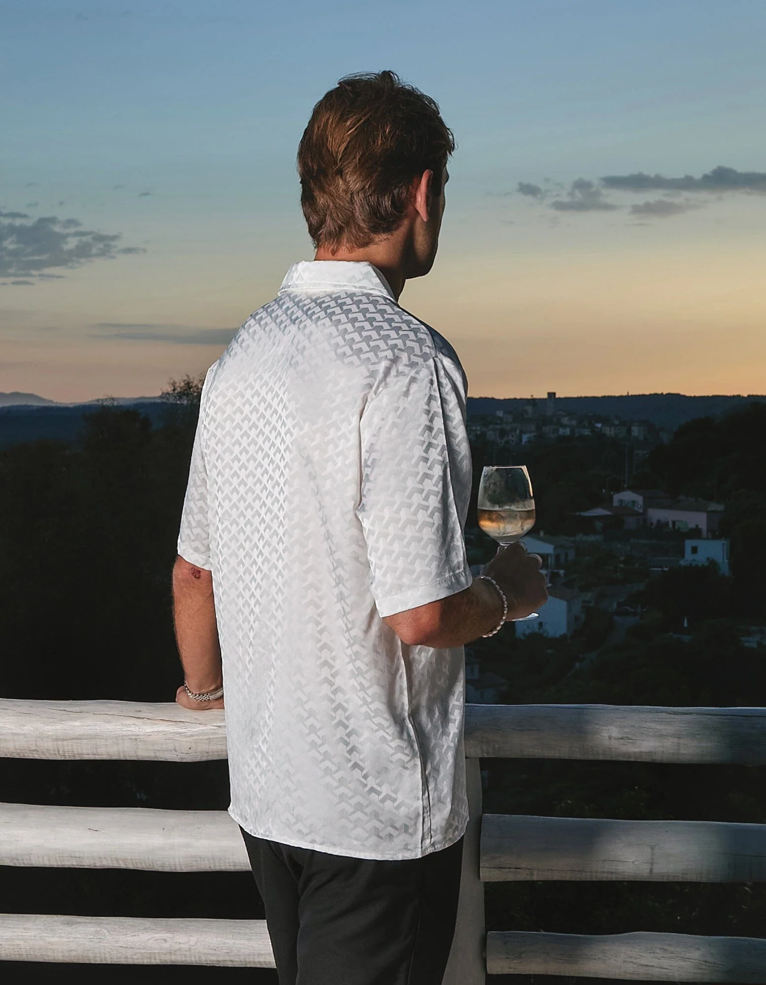 White Jacquard Illusion S/S Shirt - Image 4