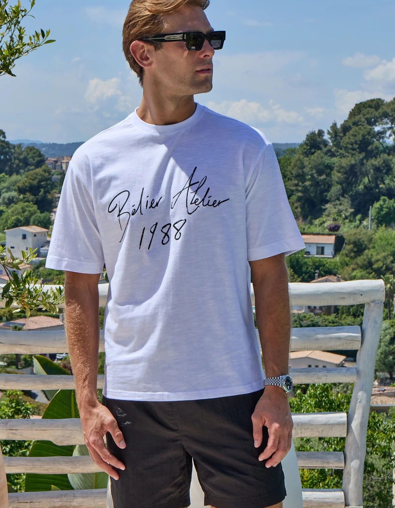 White Slub Texture Atelier Signature T-Shirt
