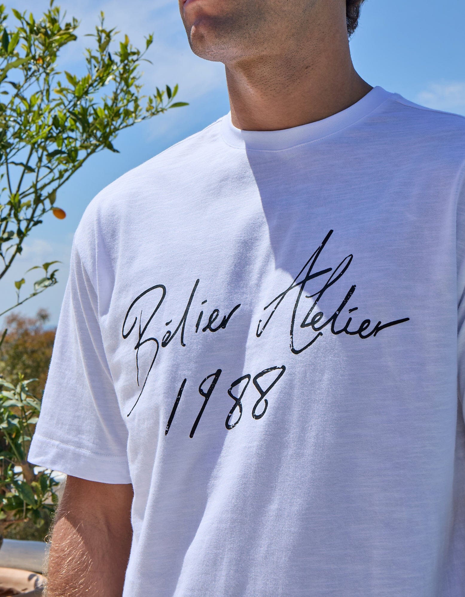 White Slub Texture Atelier Signature T-Shirt - Image 2