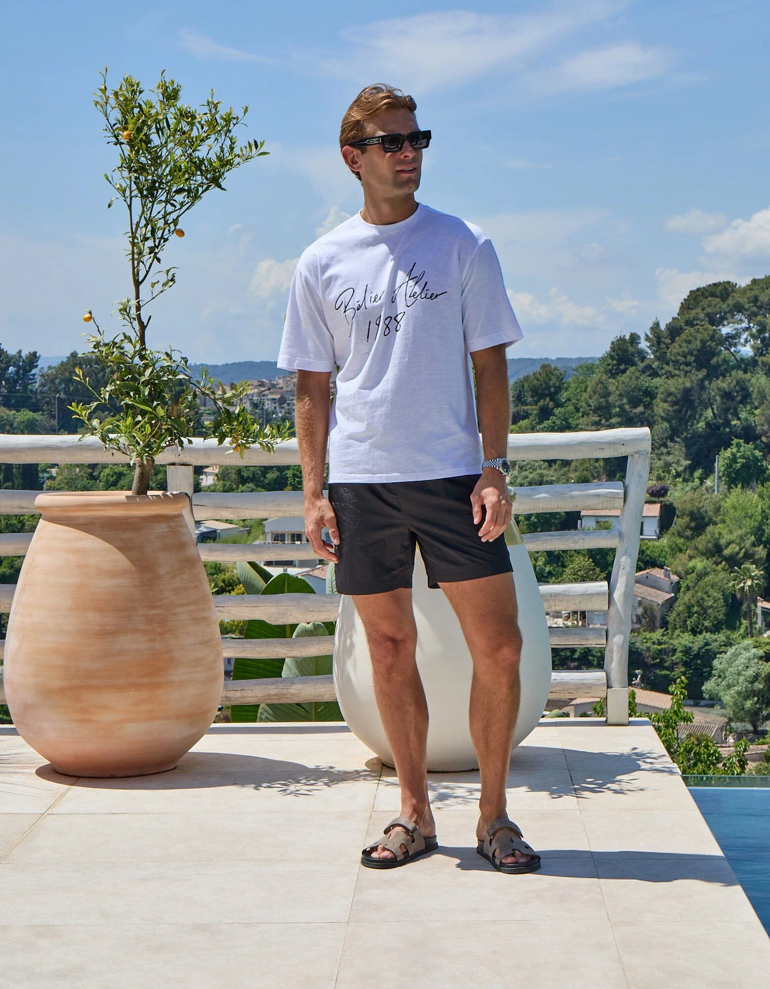 White Slub Texture Atelier Signature T-Shirt - Image 4