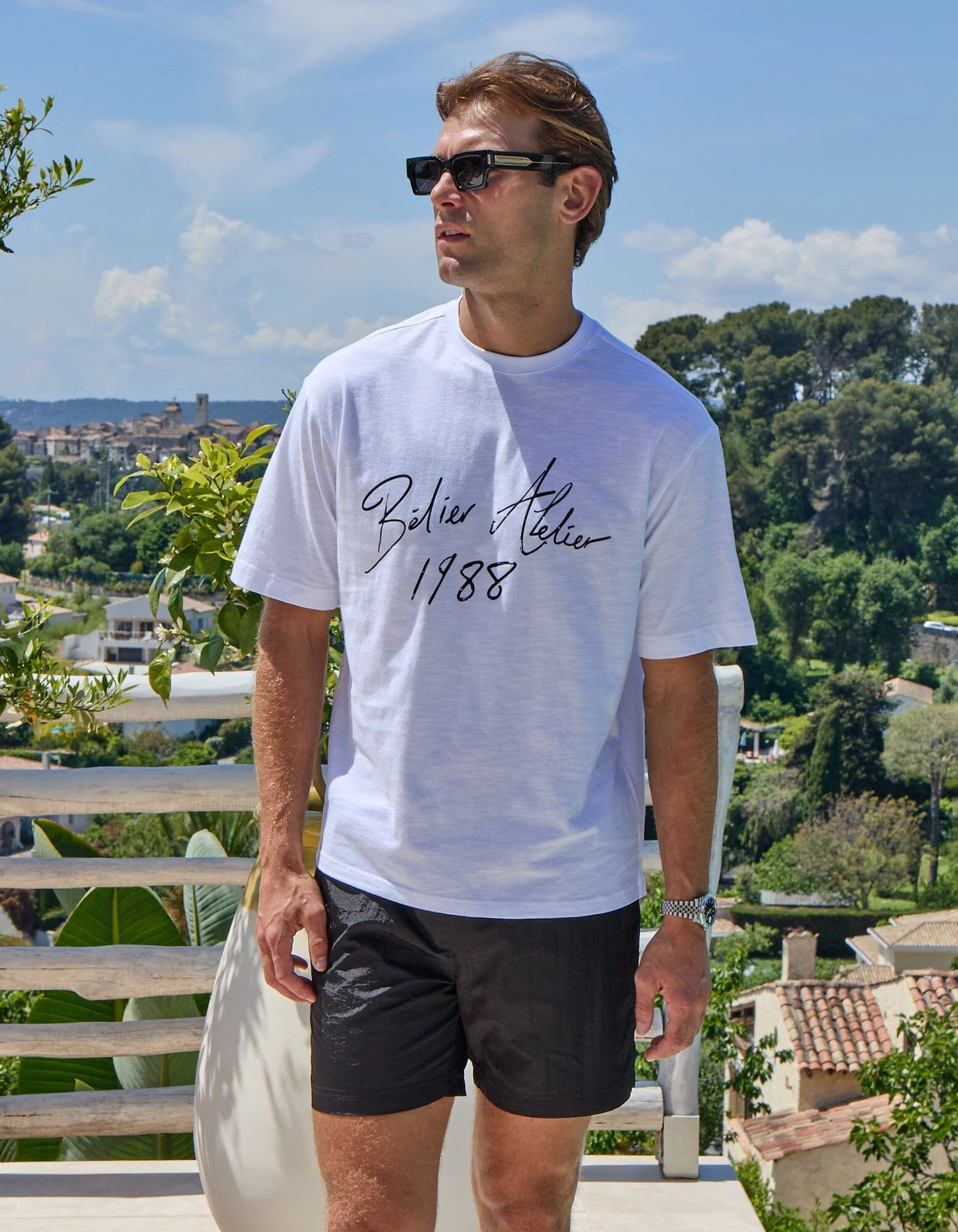 White Slub Texture Atelier Signature T-Shirt - Image 5