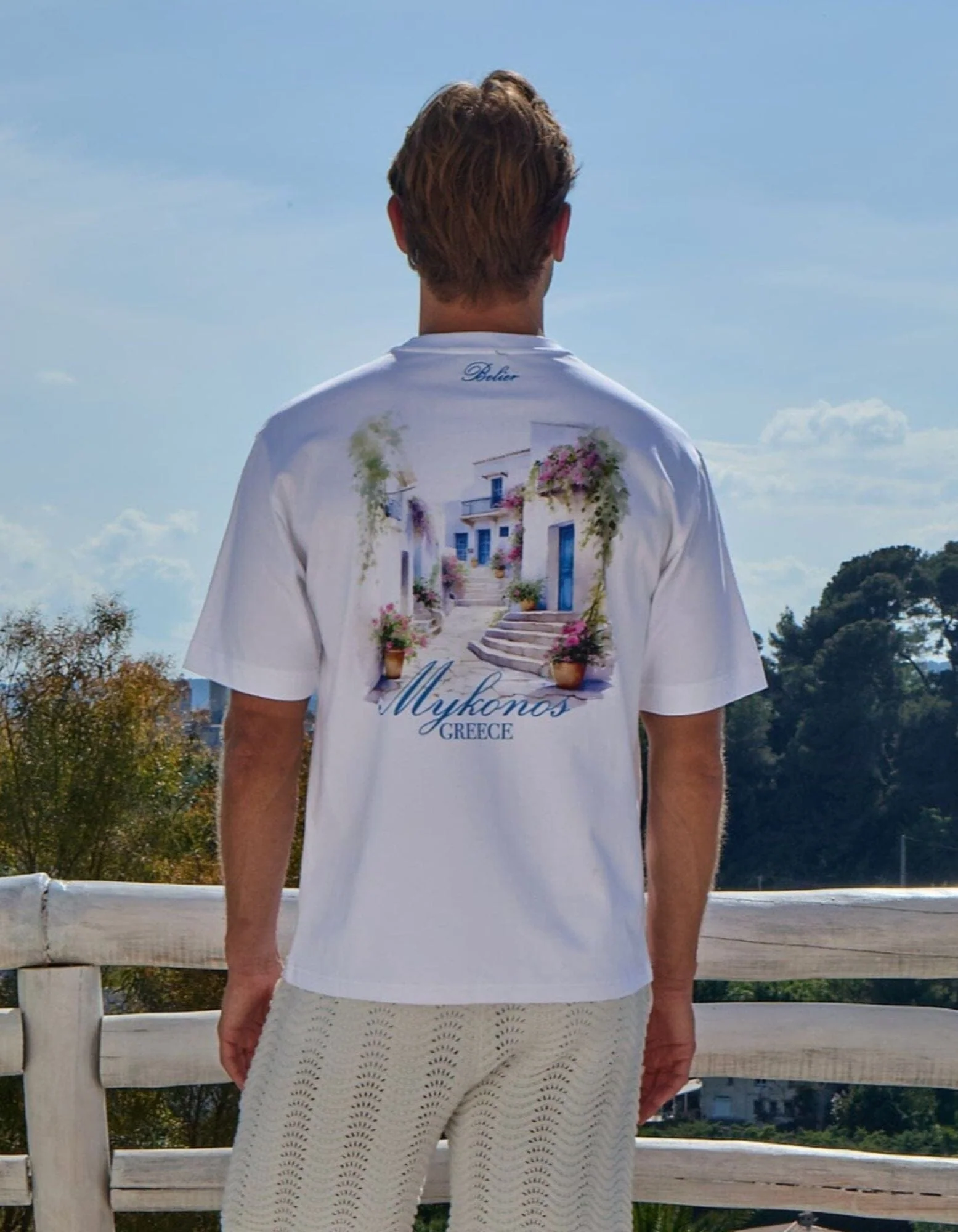 White Watercolour Mykonos T-Shirt